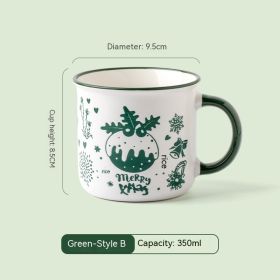 Christmas Mug Creative Cute Cartoon Ceramic Cup (Option: Pattern B Green-301to400ml)