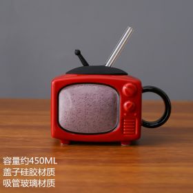 Creative Retro TV Youth Memory Ceramic Cup (Option: Red-450ml)