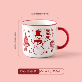 Christmas Mug Creative Cute Cartoon Ceramic Cup (Option: Pattern B Red-301to400ml)