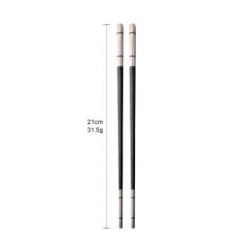 304 Stainless Steel Chopsticks Household Alloy Restaurant Color Laser Square-headed (Option: Short Black)