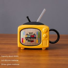 Creative Retro TV Youth Memory Ceramic Cup (Option: Yellow-450ml)