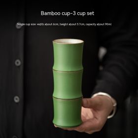 Ceramic Bamboo Green Bamboo Tea Household Landscape Cup Lid (Option: Bamboo Joint Cup 3)