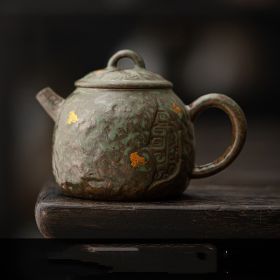 Handmade Teapot Old Rock Clay Kung Fu (Option: Moss Green)