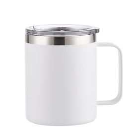 Simple Solid Color Stainless Steel Mug Cup Handle Cup (Option: Spray Plastic White-12oz)