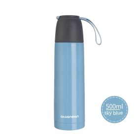 Women's Stainless Steel Thermos Cup With Large Capacity (Option: Sky Blue 500ml Upgrade-Regular)