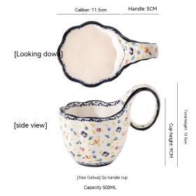 Curved Handle Cup Creative Ceramic Large Capacity (Option: Rafflesia)