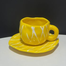 Hand-painted White Clouds Coffee Set Hand-pinching Irregular (Option: Yellow Rhombus-250ml)