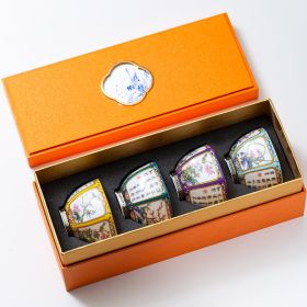 Porcelain Tea Tasting Cup Gift Box Chinese Style (Option: Four Gentleman Cups)