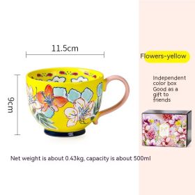 Aomak Ceramic Cup Personalized Hand-painted Water Cup Creative Mug (Option: Yellow Breakfast Cup-500ml)