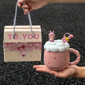 Ceramic Mug Practical Girl Birthday Party Student Gift (Option: Pink Plus Portable Box-401 500ml)