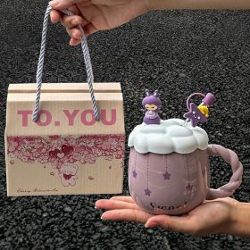 Ceramic Mug Practical Girl Birthday Party Student Gift (Option: Purple Plus Portable Box-401 500ml)