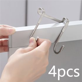 1/2/4pcs Over The Door Drawer Cabinet Hook; 304 Stainless Steel Double S-Shaped Hook Holder Hanger Metal Heavy Duty-Free Punching Door Back Hanging Cl (quantity: 4pcs-A)