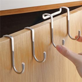 1/2/4pcs Over The Door Drawer Cabinet Hook; 304 Stainless Steel Double S-Shaped Hook Holder Hanger Metal Heavy Duty-Free Punching Door Back Hanging Cl (quantity: 2pcs)