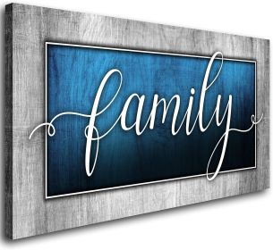 Family Canvas Wall Art-Navy Blue Family Wall Decor-Family Word Sign Canvas Prints Picture Painting Modern Artwork for Bedroom Living Room Home Decorat (size: 20x40inchx1pcs)