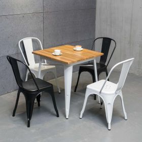 4 Set Ins Durable Outdoor Chair & Indoor Metal Chair, Dining Chairs,Patio Chairs Kitchen Chairs,18" Seat Height Restaurant Chair, Tolix Side Bar Chair (Color: White)