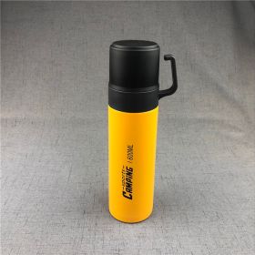 Creative Simple 304 Stainless Steel Vacuum Outdoor Sports Warm-keeping Water Cup (Option: Yellow-600ml)