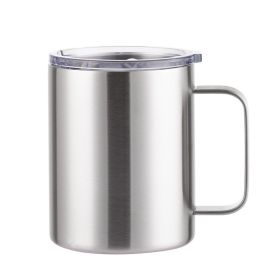 Simple Solid Color Stainless Steel Mug Cup Handle Cup (Option: Steel Color-14oz)