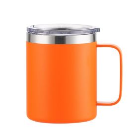 Simple Solid Color Stainless Steel Mug Cup Handle Cup (Option: Spray Plastic Orange-14oz)