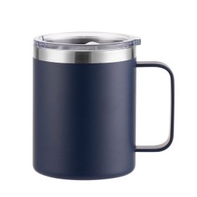 Simple Solid Color Stainless Steel Mug Cup Handle Cup (Option: Spray Plastic Navy Blue-16oz)