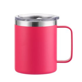 Simple Solid Color Stainless Steel Mug Cup Handle Cup (Option: Spray Deep Powder-16oz)