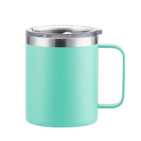 Simple Solid Color Stainless Steel Mug Cup Handle Cup (Option: Plastic Spray Mint Green-16oz)